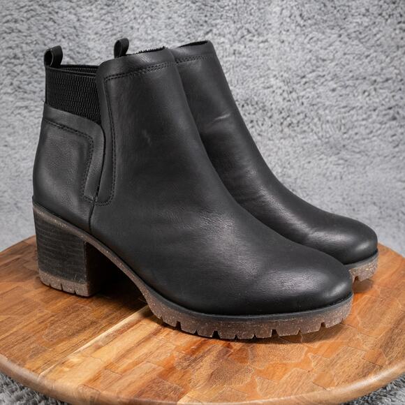 KORKS Elsie Black Faux Leather Booties Block Heel Women’s Size 9.5 MSRP $150 - Picture 1 of 7